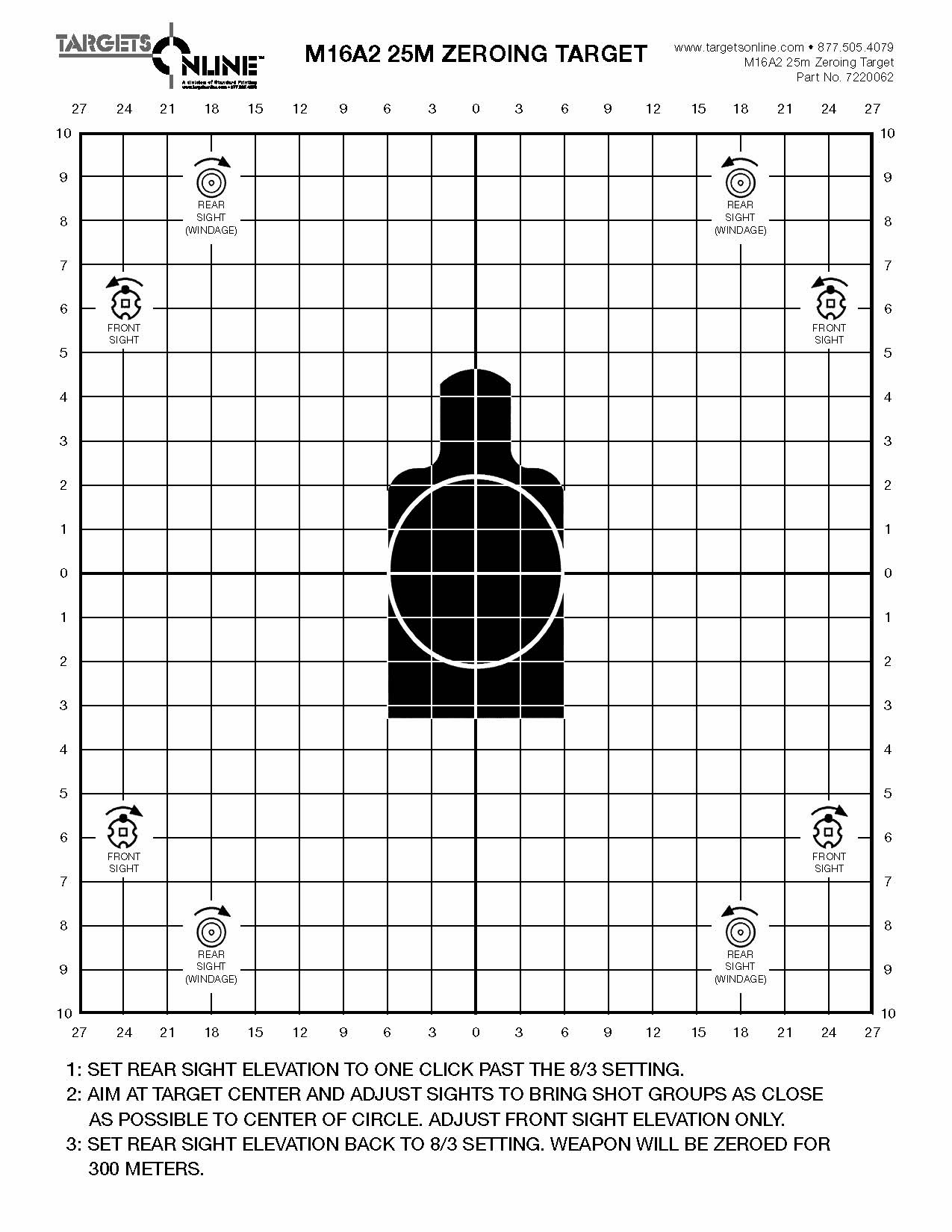 M16A2 25m Zeroing - Card Stock