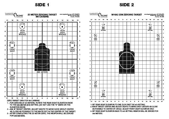 M4/M16 Zeroing 2-Sided - Card Stock M4/M16 Zeroing 2-Sided - Card Stock