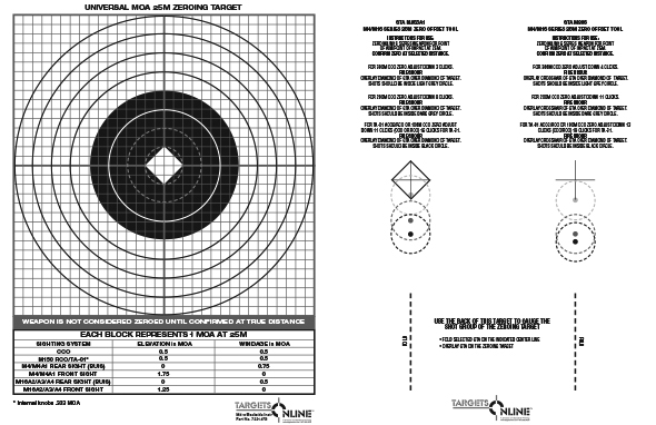 Universal MOA 25M Zeroing Target 2-Sided - Card Stock
